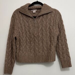 Sincerely Jules Brown Cable Knit Turtleneck Sweater